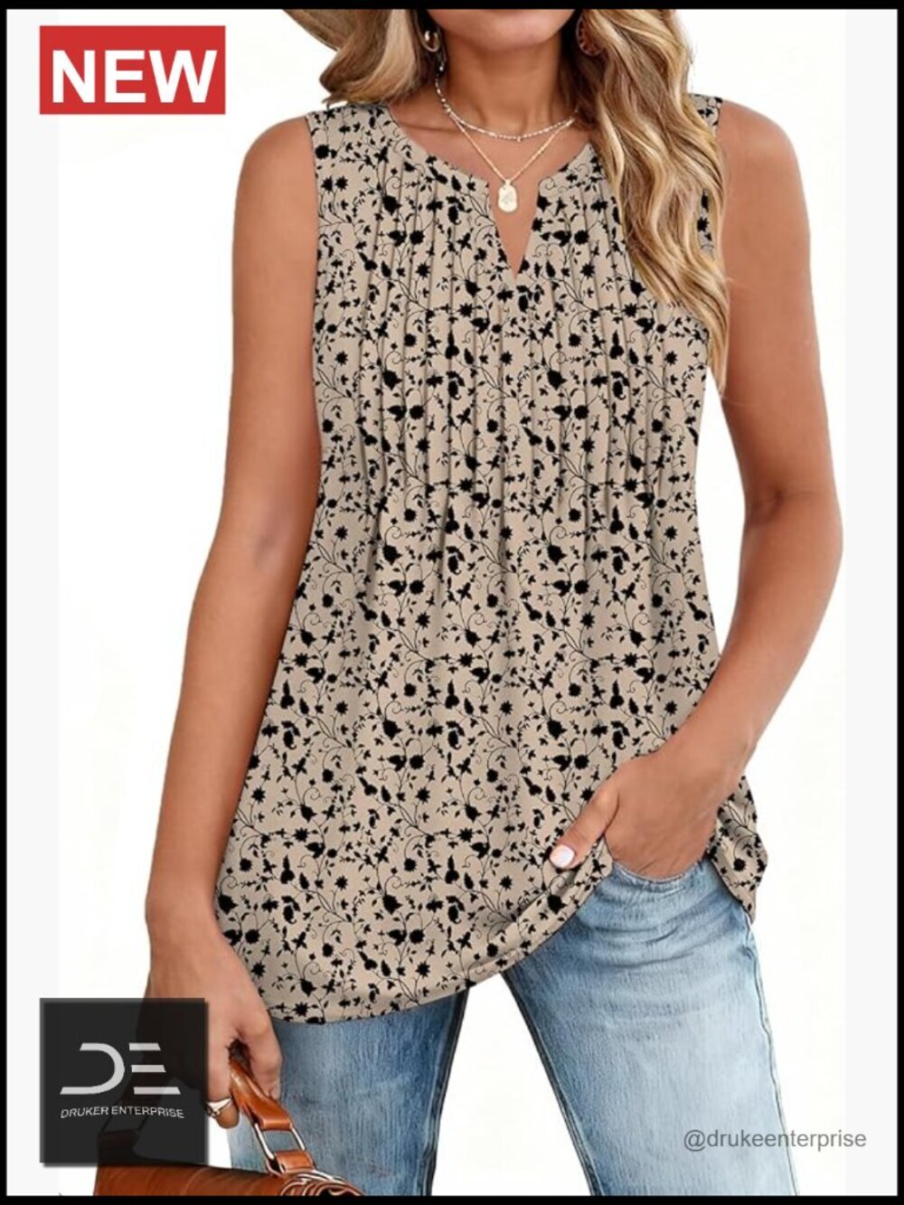 Women's Sleeveless Tank Top V Neck Dressy Casual Flowy Boho Tunic